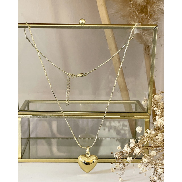 Cadena Corazón Englobado Gold