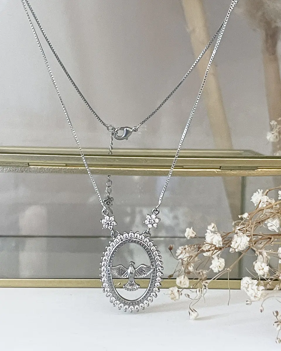 Collar Cadena Medalla Espíritu Santi Silver  2