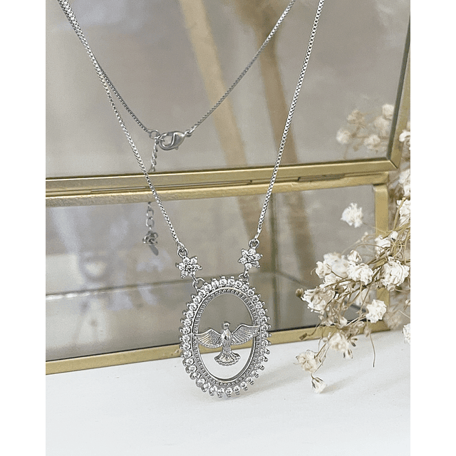 Collar Cadena Medalla Espíritu Santi Silver 