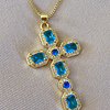 Collar Cadena Cruz Cristales Calipso Gold