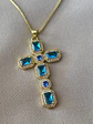 Collar Cadena Cruz Cristales Calipso Gold - Miniatura 4