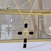Collar Cadena Cruz Cristales Black Gold