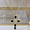 Collar Cadena Cruz Cristales Black Gold
