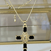 Collar Cadena Cruz Cristales Black Gold