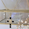Collar Cadena Cruz Cristales Black Gold