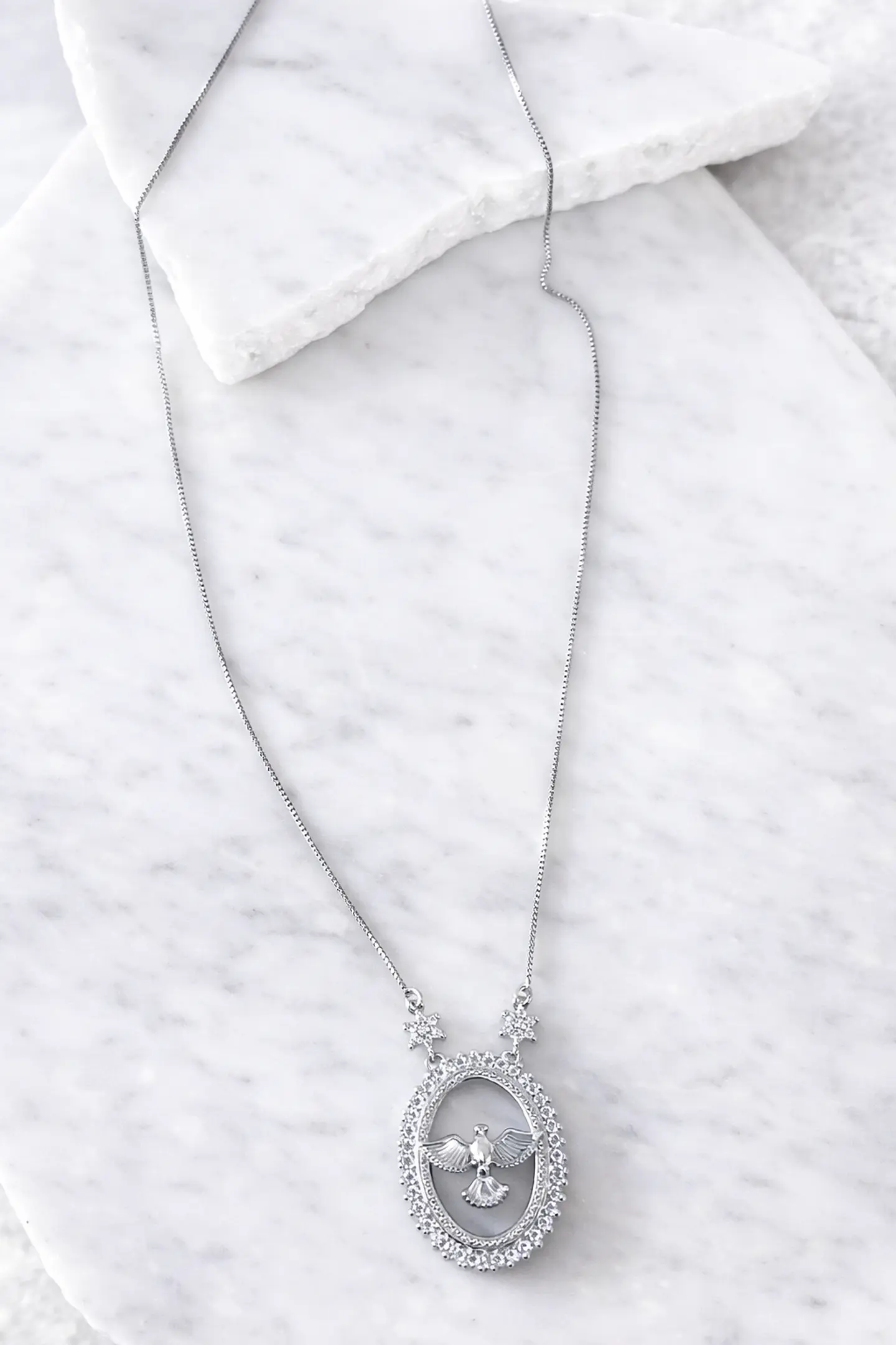 Collar Cadena Medalla Espíritu Santi Silver  3