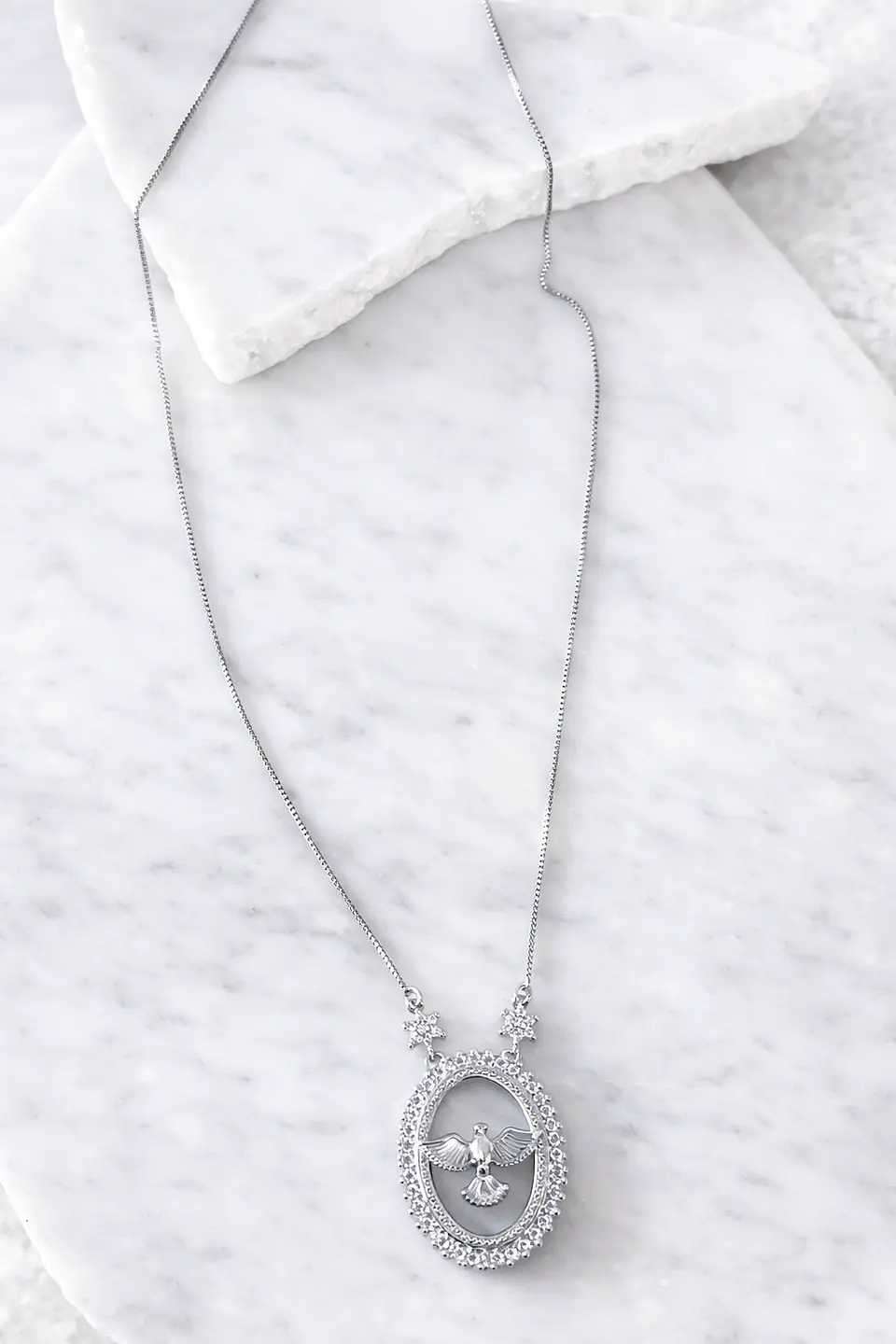 Collar Cadena Medalla Espíritu Santi Silver  3