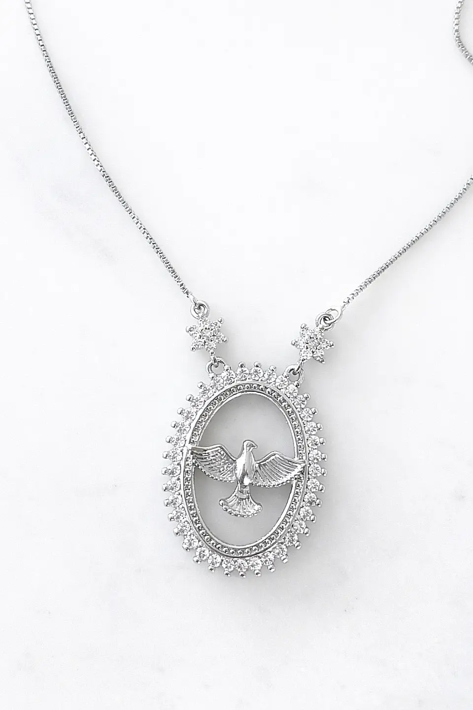 Collar Cadena Medalla Espíritu Santi Silver  1