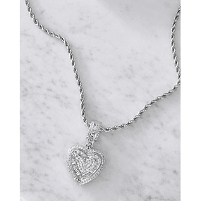 Collar Corazón Circones cadena turbillon Silver 