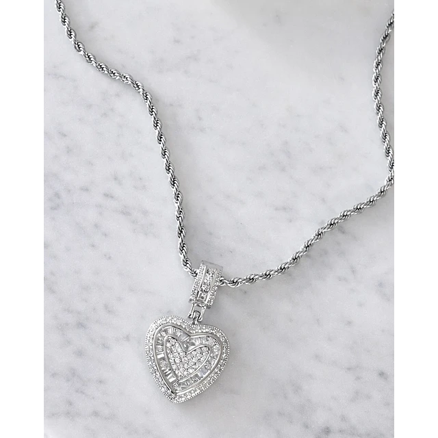 Collar Corazón Circones cadena turbillon Silver 