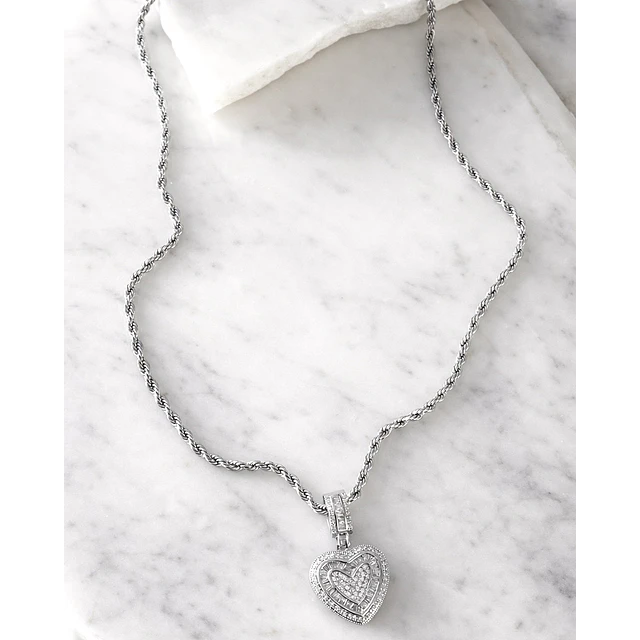 Collar Corazón Circones cadena turbillon Silver 