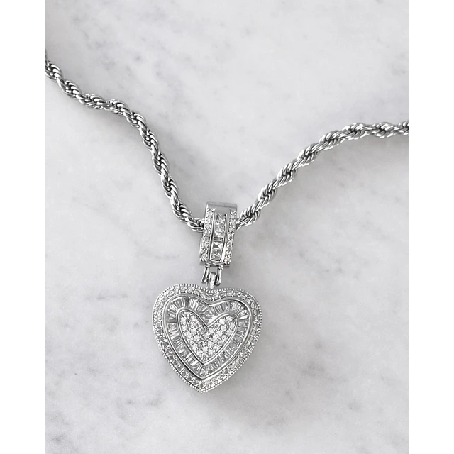 Collar Corazón Circones cadena turbillon Silver 