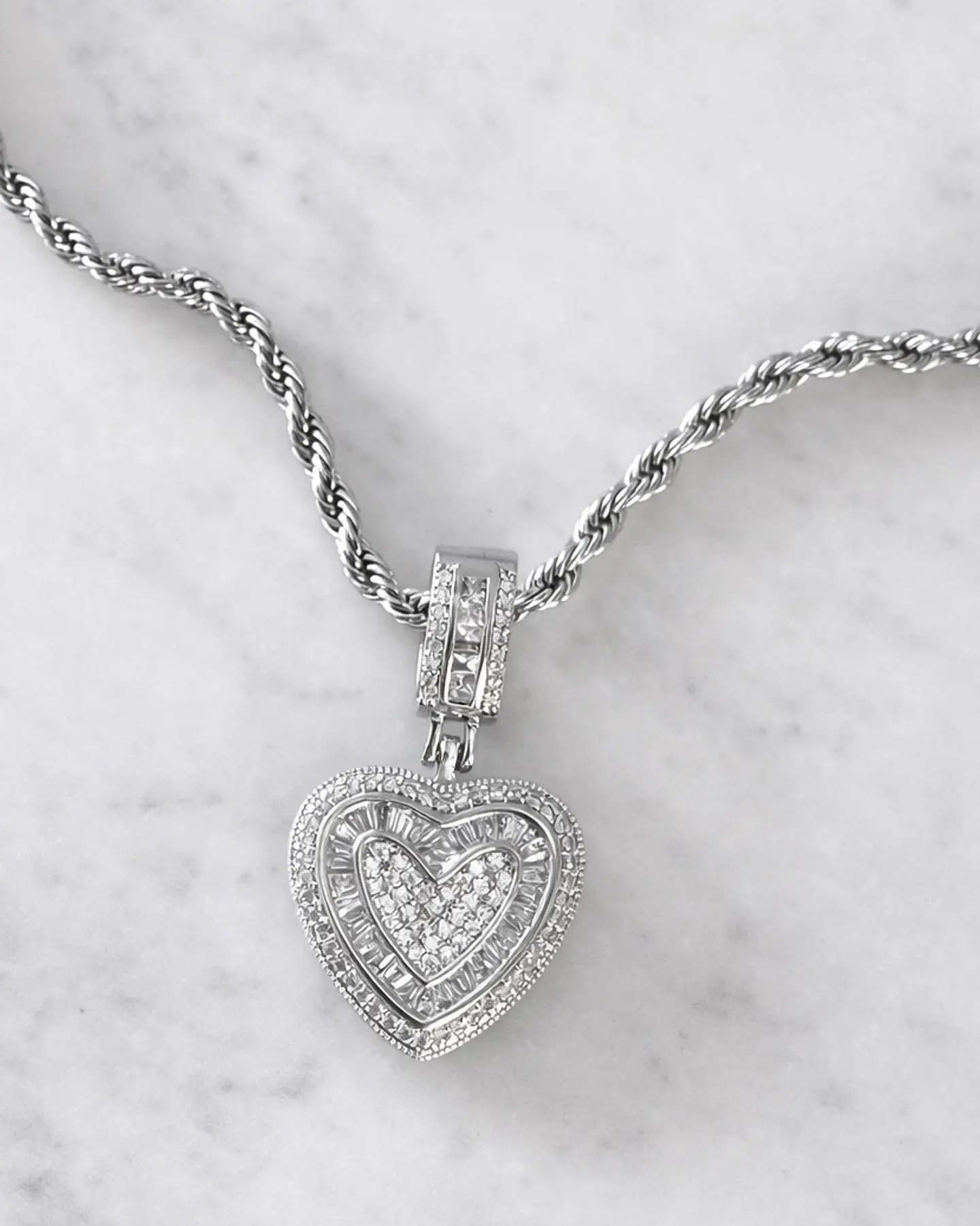 Collar Corazón Circones cadena turbillon Silver  3