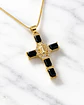 Collar Cadena Cruz Cristales Black Gold - Miniatura 3