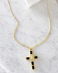 Collar Cadena Cruz Cristales Black Gold - Miniatura 2