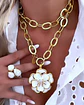 Collar XL Maxi Camelia White Esmaltada Gold  - Miniatura 3