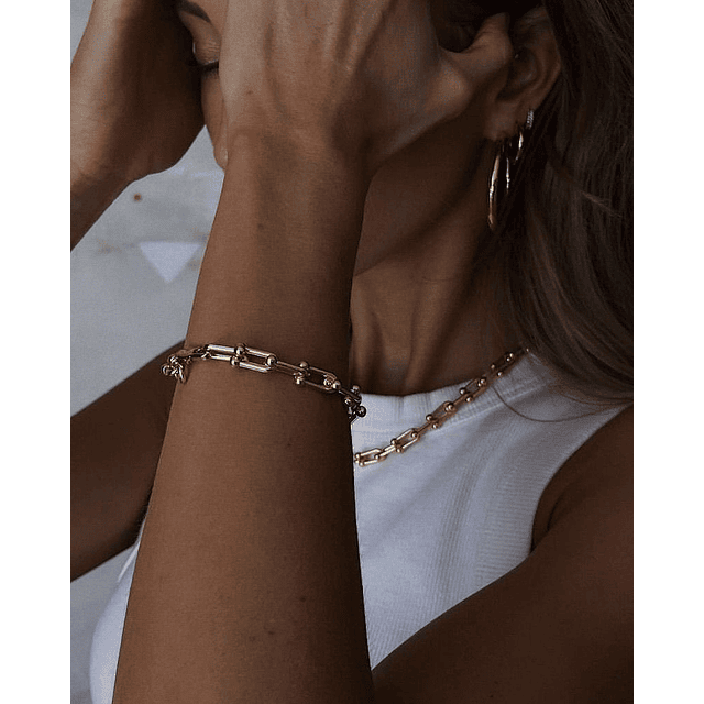 Conjunto Collar Cadena Tiffany + Pulsera Tiffany gold  