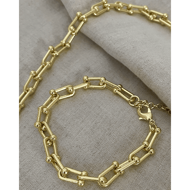 Conjunto Collar Cadena Tiffany + Pulsera Tiffany gold  
