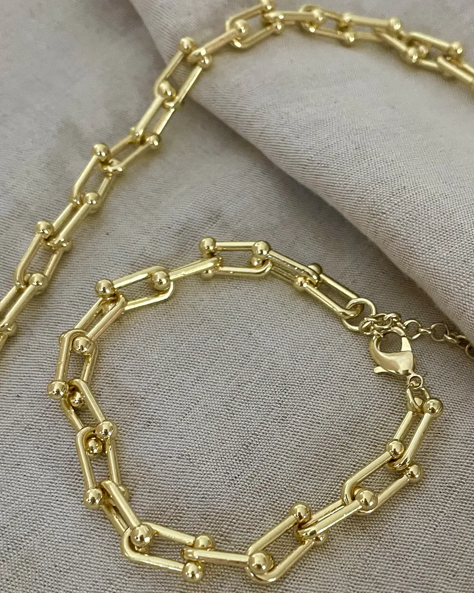 Conjunto Collar Cadena Tiffany + Pulsera Tiffany gold   5
