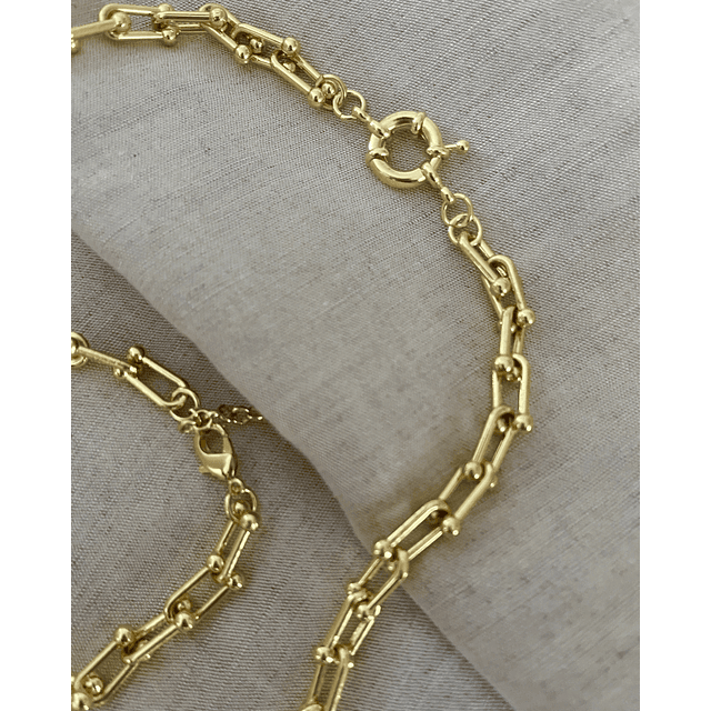 Conjunto Collar Cadena Tiffany + Pulsera Tiffany gold  