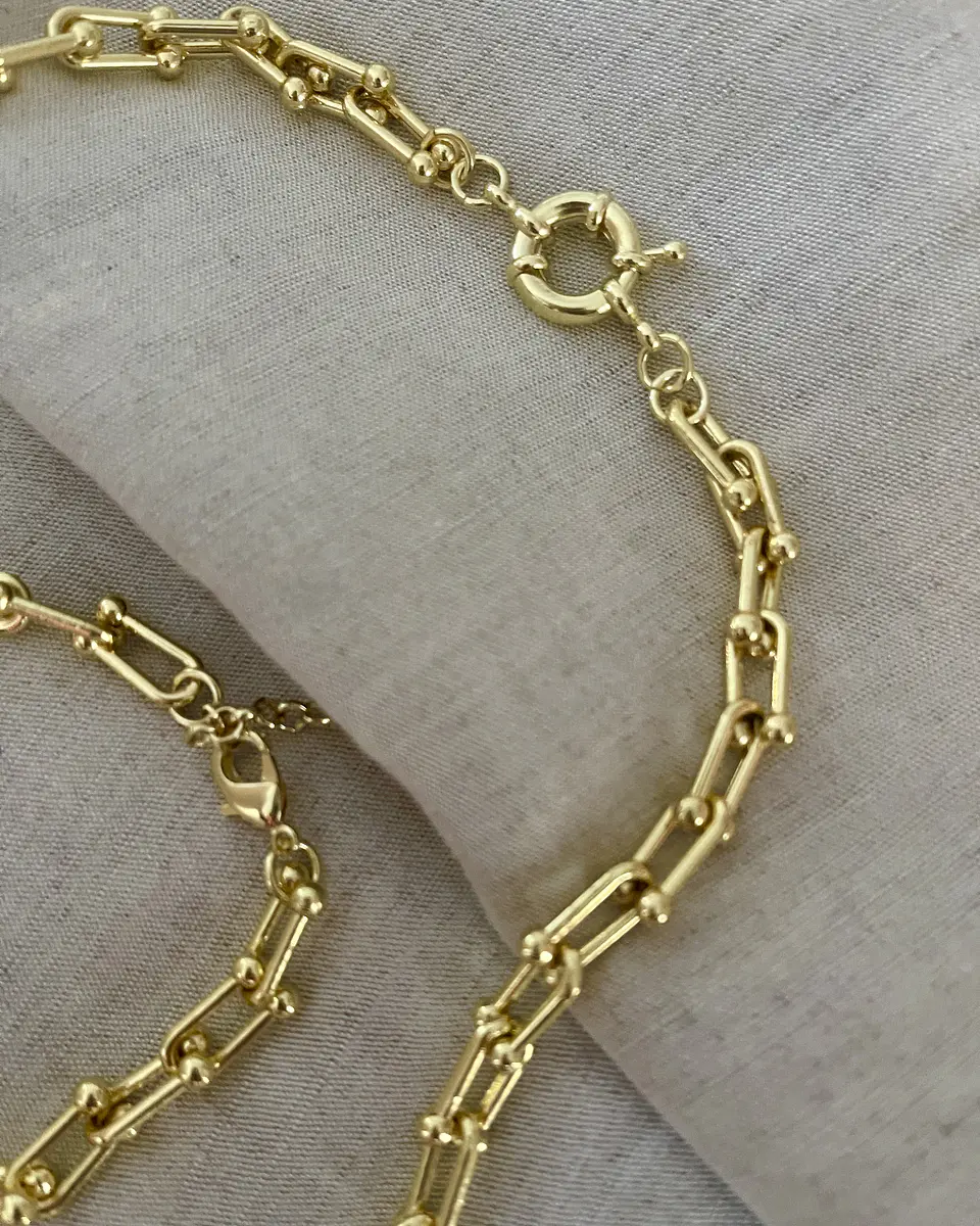 Conjunto Collar Cadena Tiffany + Pulsera Tiffany gold   3