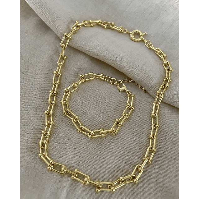Conjunto Collar Cadena Tiffany + Pulsera Tiffany gold  