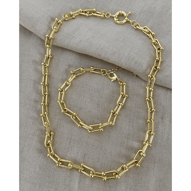 Conjunto Collar Cadena Tiffany + Pulsera Tiffany gold  