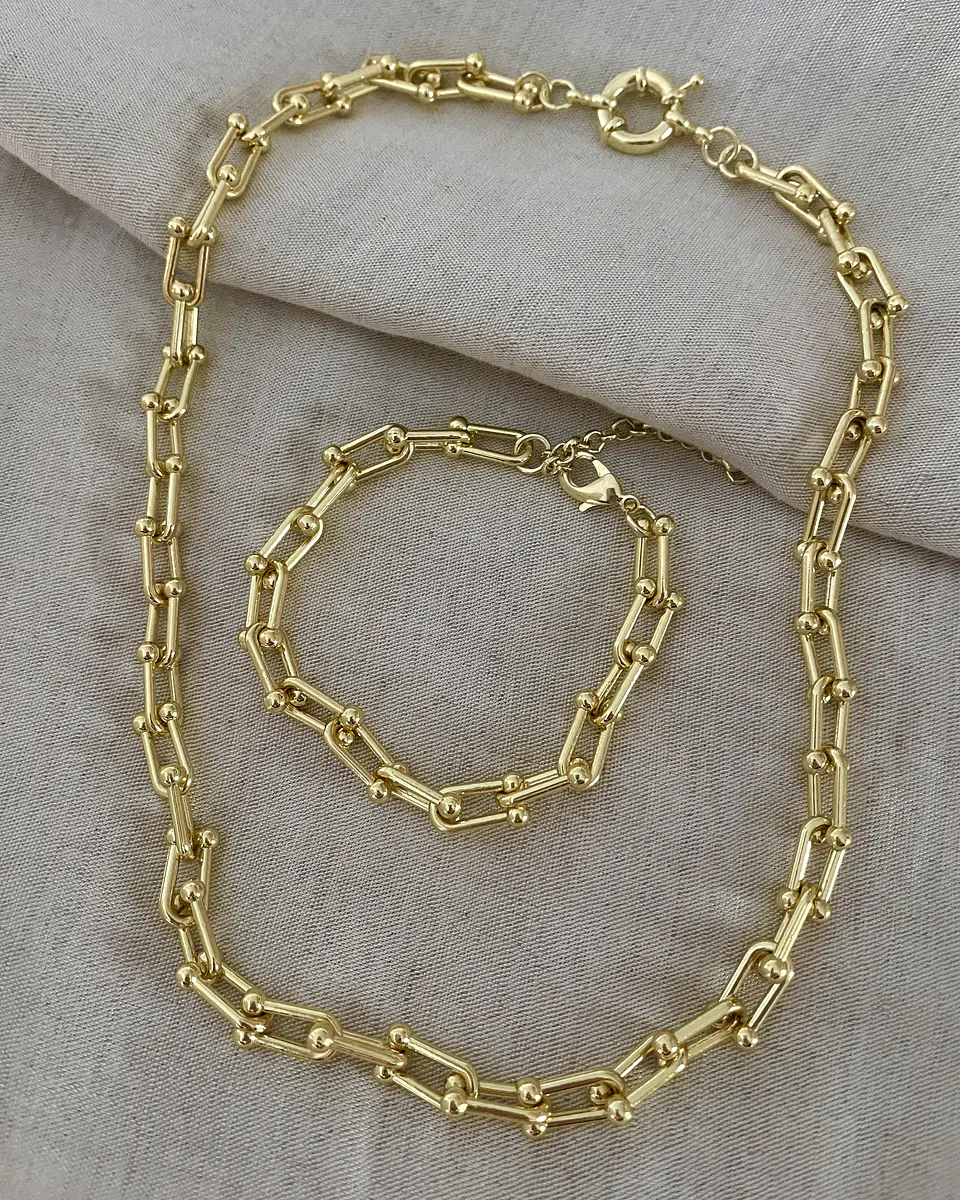 Conjunto Collar Cadena Tiffany + Pulsera Tiffany gold   7