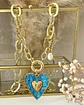 Collar XL Maxi Corazón Turquesa Maxi Eslabones Gold - Miniatura 4