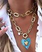 Collar XL Maxi Corazón Turquesa Maxi Eslabones Gold - Miniatura 5