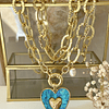 Collar XL Maxi Corazón Turquesa Maxi Eslabones Gold