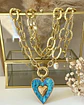 Collar XL Maxi Corazón Turquesa Maxi Eslabones Gold - Miniatura 8
