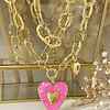 Collar XL Maxi Corazón Pink Maxi Eslabones Martillados Gold