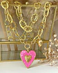 Collar XL Maxi Corazón Pink Maxi Eslabones Martillados Gold - Miniatura 4