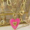 Collar XL Maxi Corazón Pink Maxi Eslabones Martillados Gold