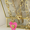 Collar XL Maxi Corazón Pink Maxi Eslabones Martillados Gold