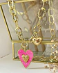 Collar XL Maxi Corazón Pink Maxi Eslabones Martillados Gold - Miniatura 6