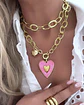 Collar XL Maxi Corazón Pink Maxi Eslabones Martillados Gold - Miniatura 1