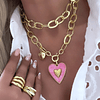 Collar XL Maxi Corazón Pink Maxi Eslabones Martillados Gold