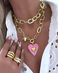 Collar XL Maxi Corazón Pink Maxi Eslabones Martillados Gold - Miniatura 3