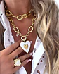 Collar XL Maxi Corazón White Maxi Eslabones Martillados Gold  - Miniatura 3