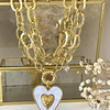 Collar XL Maxi Corazón White Maxi Eslabones Martillados Gold 