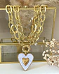 Collar XL Maxi Corazón White Maxi Eslabones Martillados Gold  - Miniatura 2