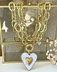 Collar XL Maxi Corazón White Maxi Eslabones Martillados Gold  - Miniatura 6