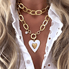 Collar XL Maxi Corazón White Maxi Eslabones Martillados Gold 