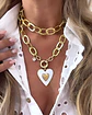 Collar XL Maxi Corazón White Maxi Eslabones Martillados Gold  - Miniatura 7
