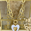 Collar XL Maxi Corazón White Maxi Eslabones Martillados Gold 