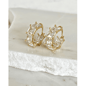 Aros Circones Facetados Cristal Gold 