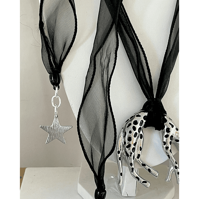 Choker Leopardo Organza Silver