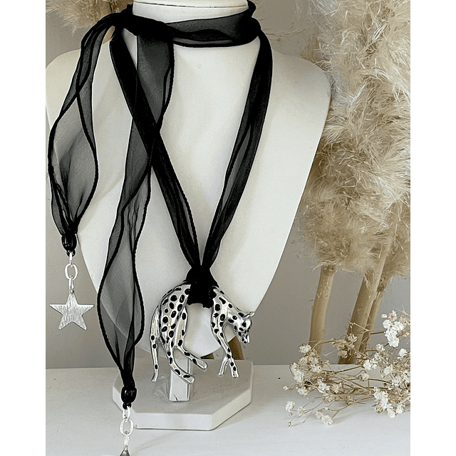 Choker Leopardo Organza Silver